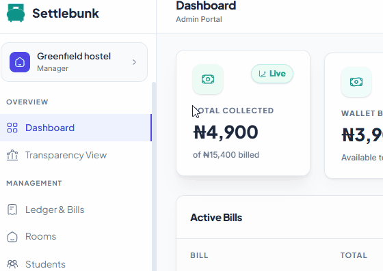 Settlebunk Dashboard Preview